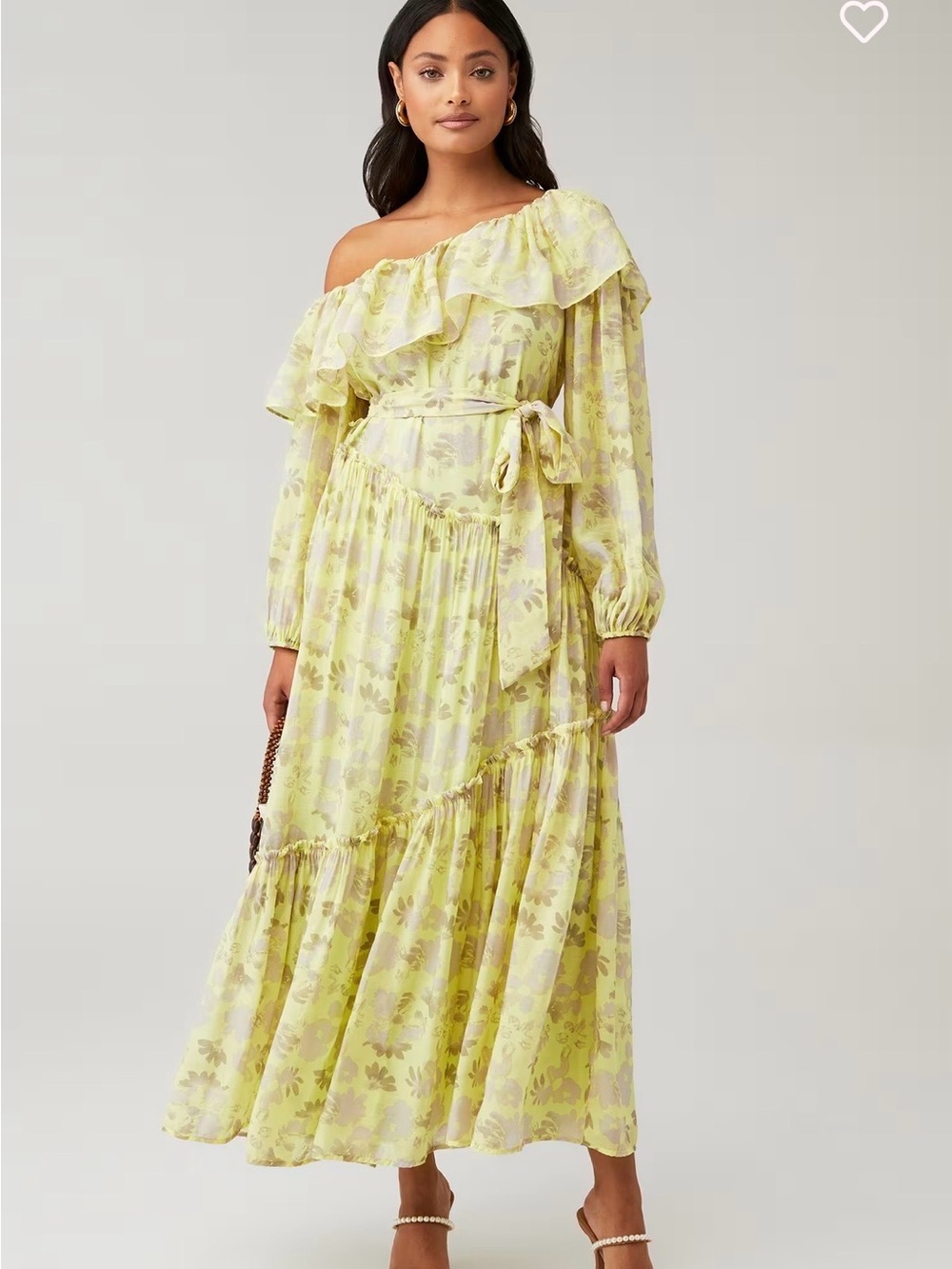 NWT ASTR the label Kaylani Floral Yellow Maxi Dress Off Shoulder Size Medium